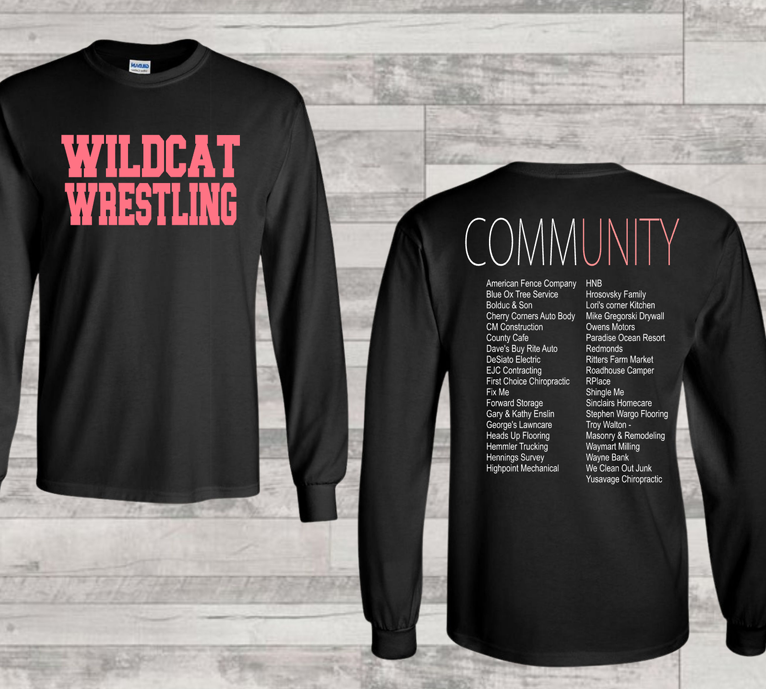 WW Lady Wildcat Wrestling Sponsor Shirt 2026 Long Sleeve