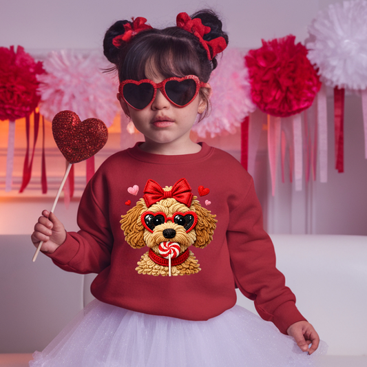 Valentine Puppy Toddler and Youth Crewneck
