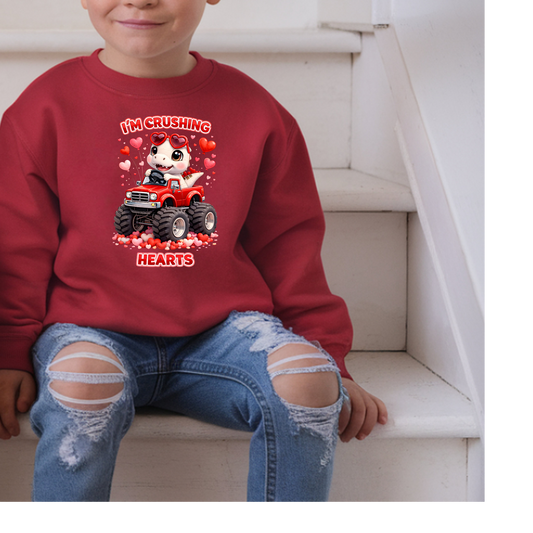 Crushing hearts Valentine Crewneck Toddler and Youth