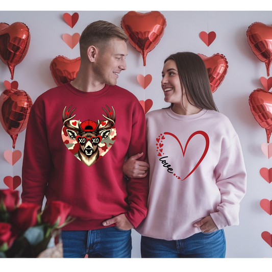 Valentines Crewnecks Deer or Heart