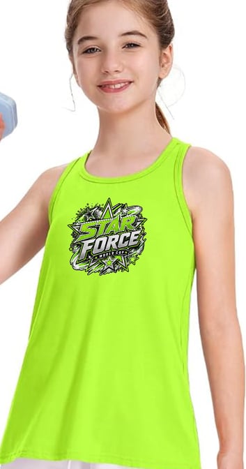 Girls Tank Tops Racerback Kids Athletic Sleeveless with logo only.