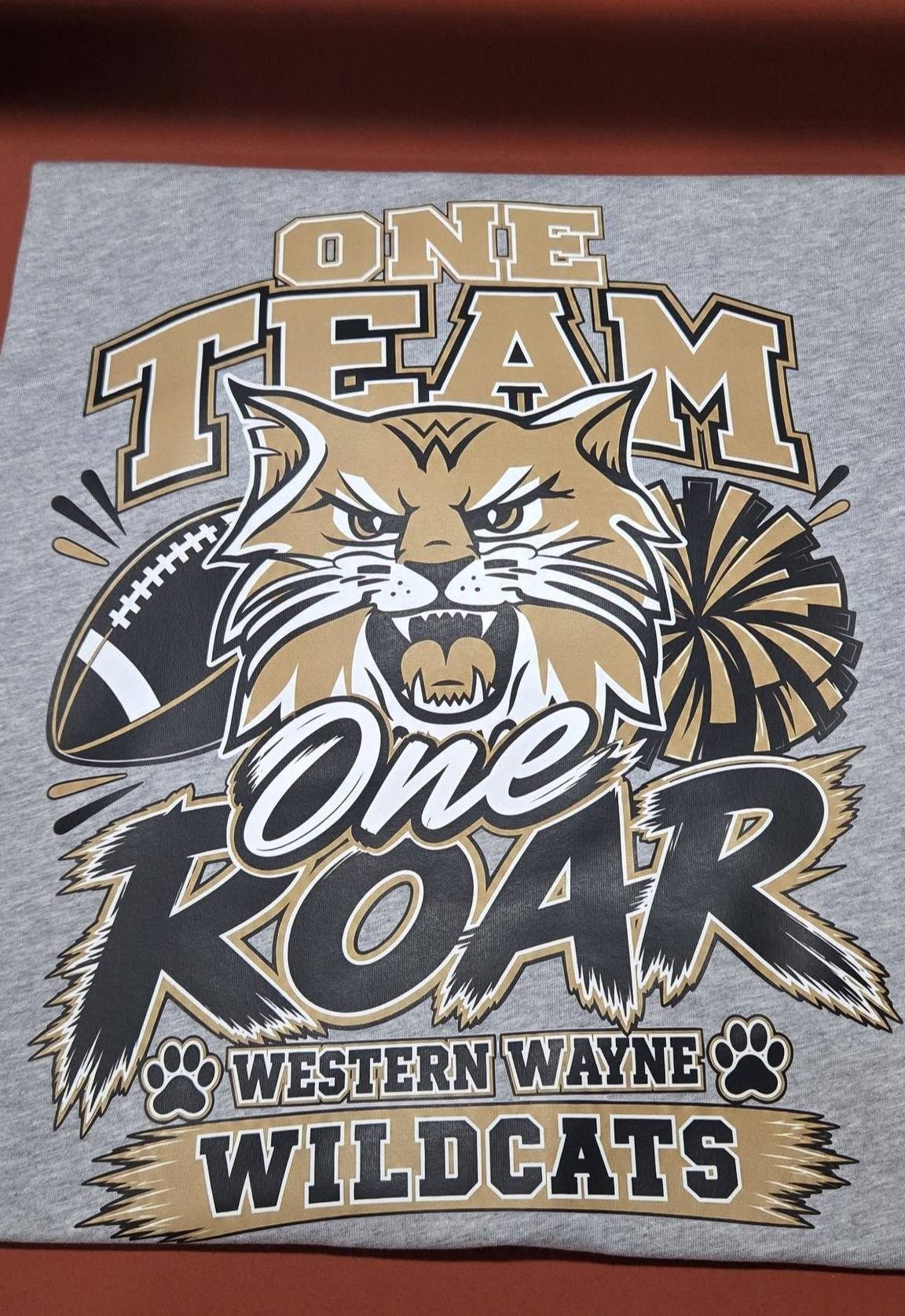 Football/Cheer One Team One Roar T-shirt Adult or Youth