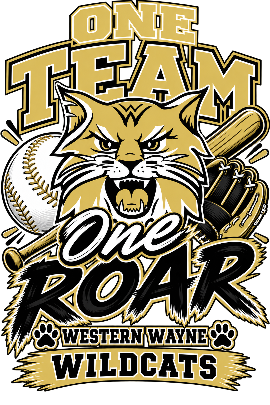 Baseball One Team One Roar T-shirt Adult or Youth