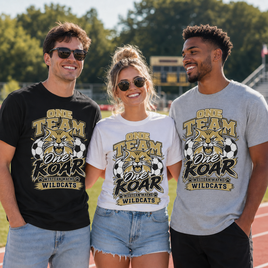 Soccer One Team One Roar T-shirt Adult or Youth