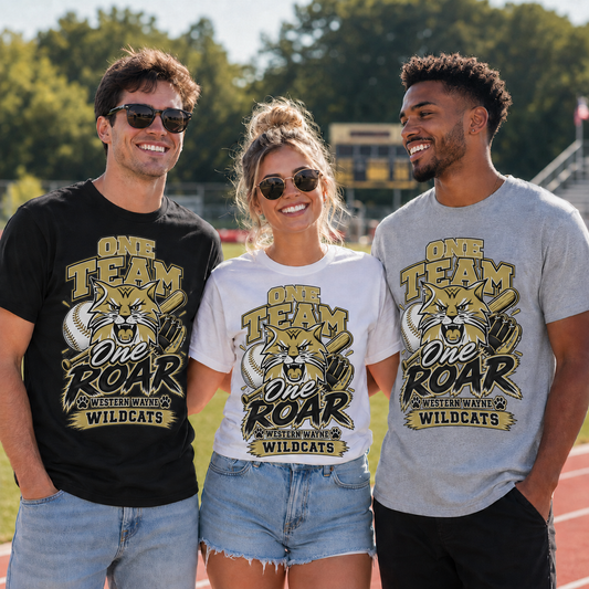 Baseball One Team One Roar T-shirt Adult or Youth