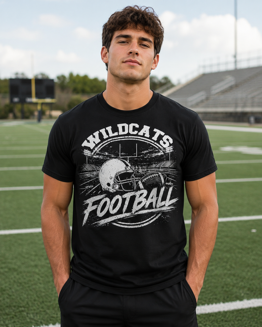 Wildcat Football Black T-shirt Adult or Youth