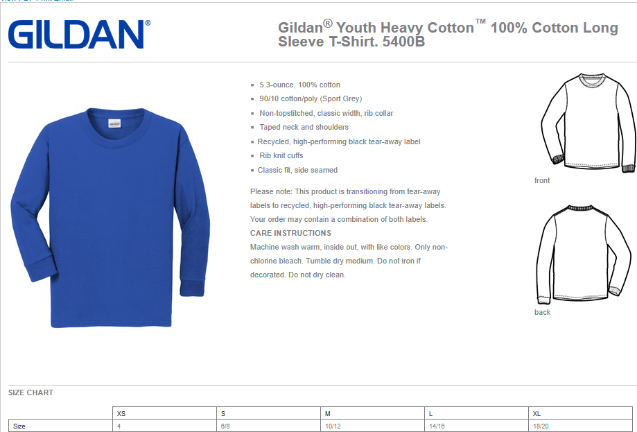 WWJR Wildcats Gildan  Long sleeve Tee Youth & Adult