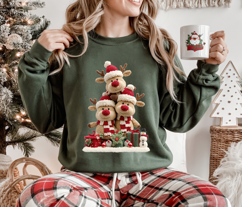 Faux Yarn Holiday printed design Crewneck Sweatshirt