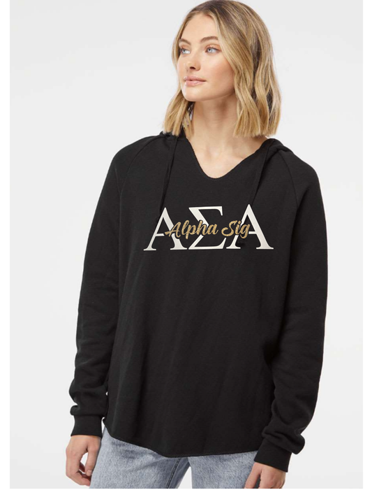 Alpha Sigma Alpha Hooded Sweatshirt Glitter Design