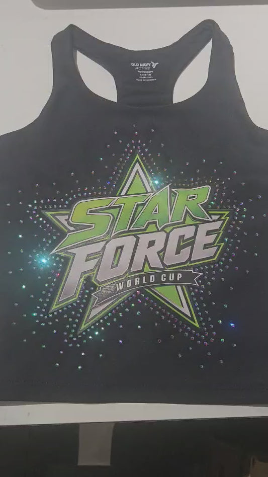 Girls Powersoft Racer Back Rhinestone top